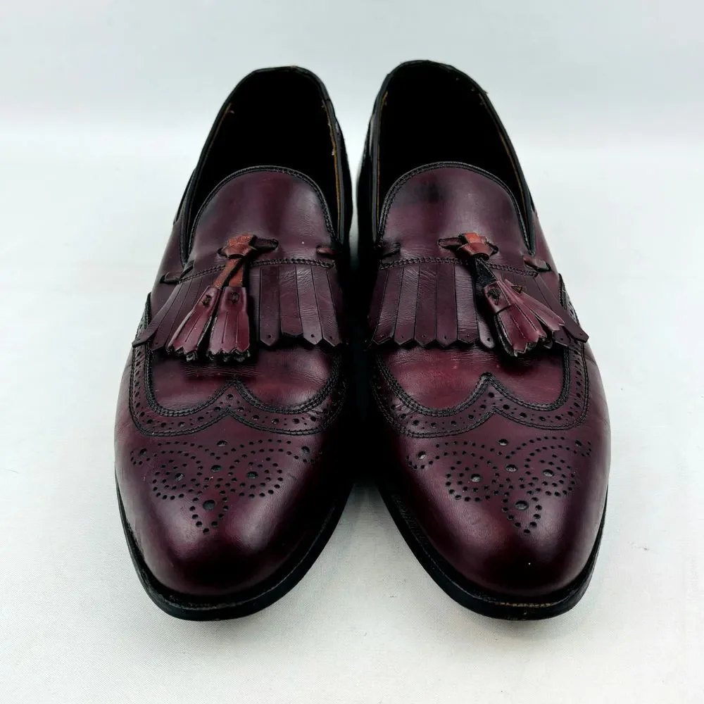 Wright Kiltie Tassel Wingtip‎ Loafer Mens 11 Burgundy Leather Slip On Whippet II